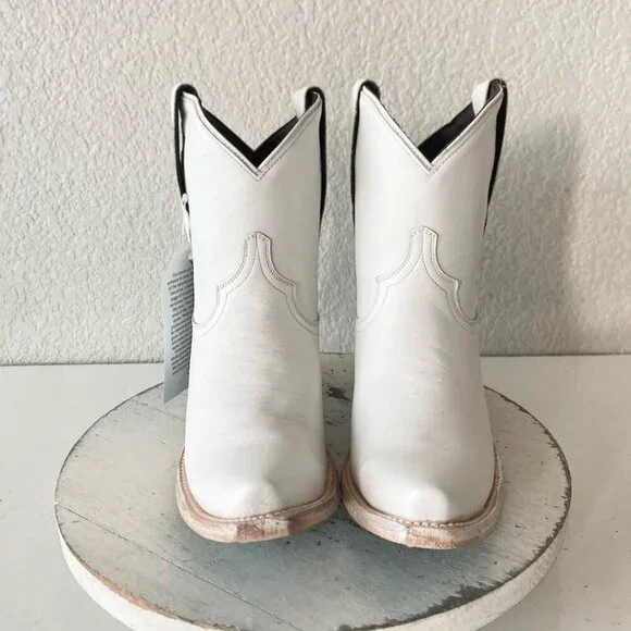 Lane EMMA JANE Womens Cowboy Bootie 7.5 White Western Cowgirl Short Ankle Boots - Picture 5 of 11
